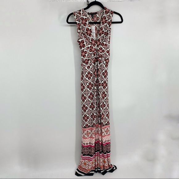 White House Black Market  Twist Detail Printed Knit Maxi Dress Size Small - Picture 2 of 11